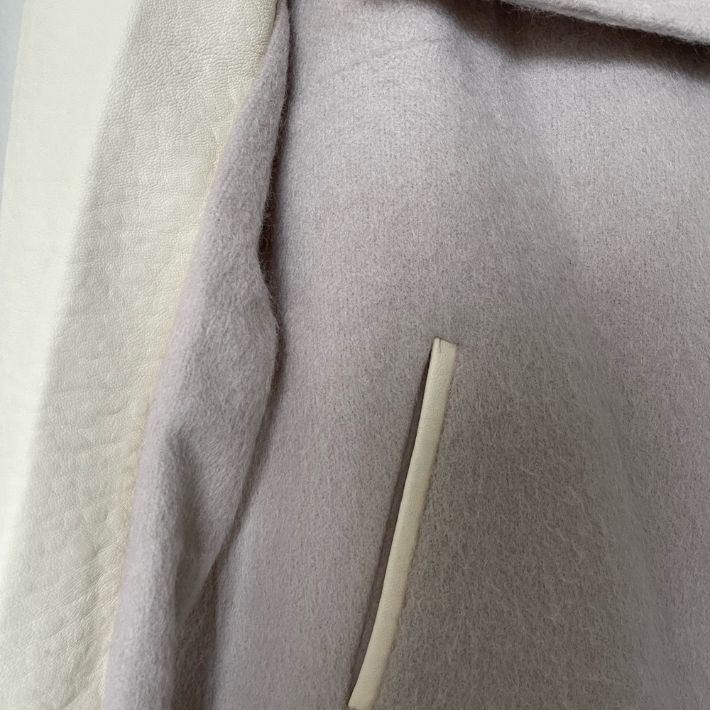 Cream leather & lavender cotton leaver jacket - Picture 12 of 13